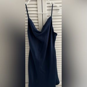 Urban Outfitters navy blue silky cowl neck dress